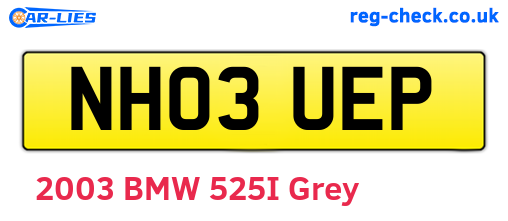 NH03UEP are the vehicle registration plates.