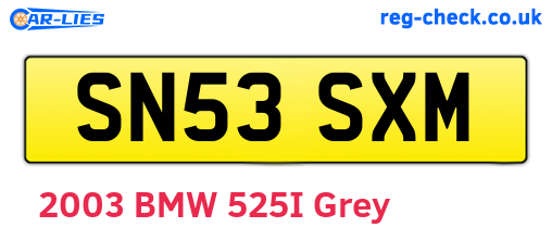 SN53SXM are the vehicle registration plates.