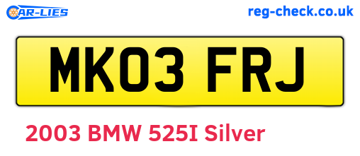 MK03FRJ are the vehicle registration plates.