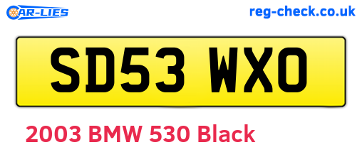 SD53WXO are the vehicle registration plates.