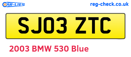 SJ03ZTC are the vehicle registration plates.