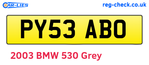 PY53ABO are the vehicle registration plates.