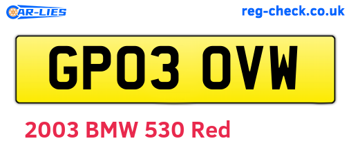 GP03OVW are the vehicle registration plates.
