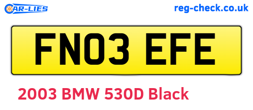 FN03EFE are the vehicle registration plates.