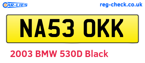 NA53OKK are the vehicle registration plates.