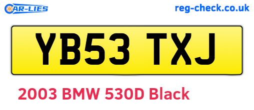 YB53TXJ are the vehicle registration plates.