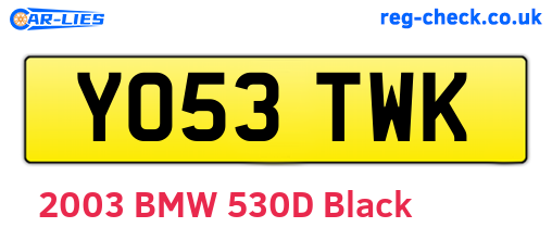 YO53TWK are the vehicle registration plates.