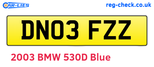 DN03FZZ are the vehicle registration plates.
