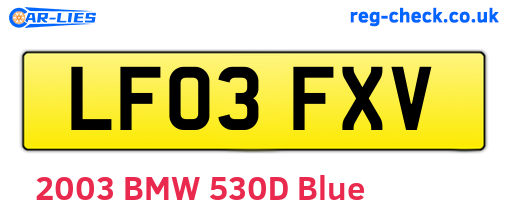 LF03FXV are the vehicle registration plates.
