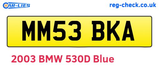MM53BKA are the vehicle registration plates.