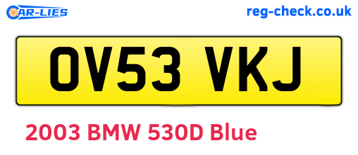 OV53VKJ are the vehicle registration plates.