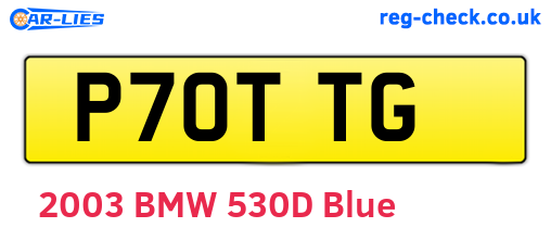 P70TTG are the vehicle registration plates.