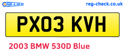 PX03KVH are the vehicle registration plates.