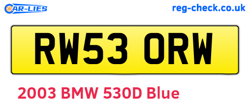 RW53ORW are the vehicle registration plates.