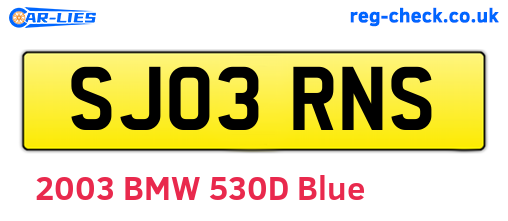 SJ03RNS are the vehicle registration plates.