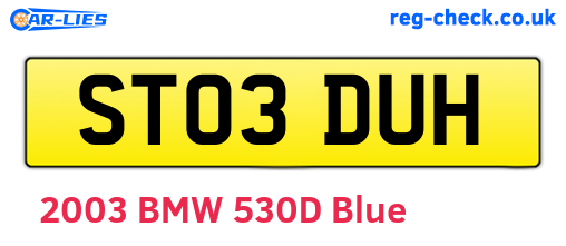 ST03DUH are the vehicle registration plates.