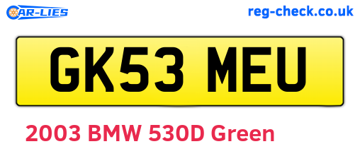 GK53MEU are the vehicle registration plates.