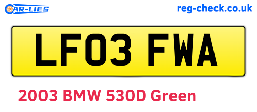 LF03FWA are the vehicle registration plates.