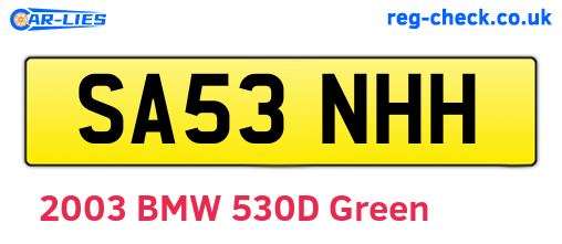 SA53NHH are the vehicle registration plates.