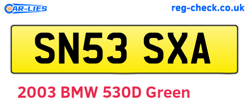 SN53SXA are the vehicle registration plates.