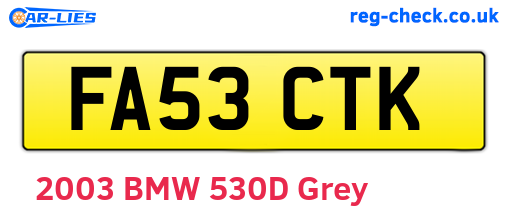 FA53CTK are the vehicle registration plates.