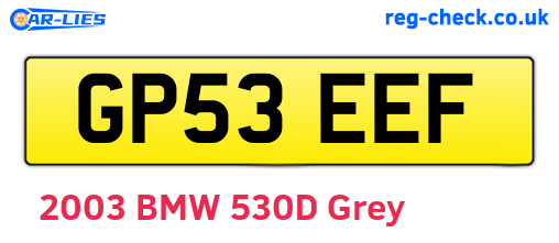 GP53EEF are the vehicle registration plates.