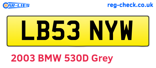 LB53NYW are the vehicle registration plates.