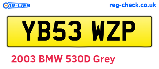 YB53WZP are the vehicle registration plates.