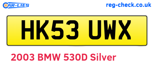 HK53UWX are the vehicle registration plates.