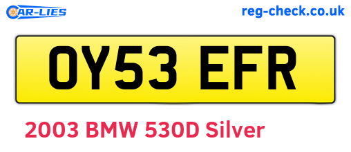 OY53EFR are the vehicle registration plates.