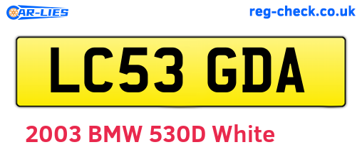 LC53GDA are the vehicle registration plates.