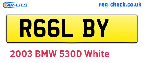 R66LBY are the vehicle registration plates.