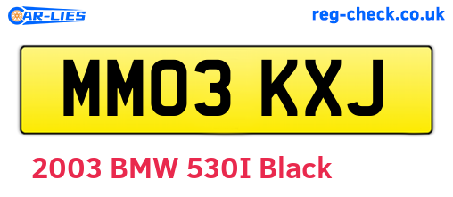 MM03KXJ are the vehicle registration plates.