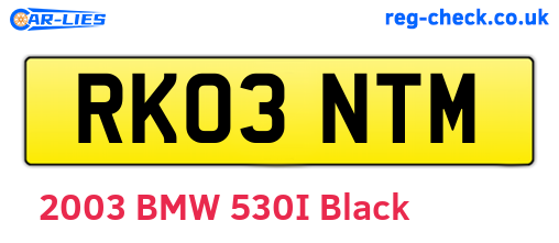 RK03NTM are the vehicle registration plates.