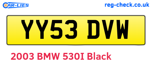 YY53DVW are the vehicle registration plates.