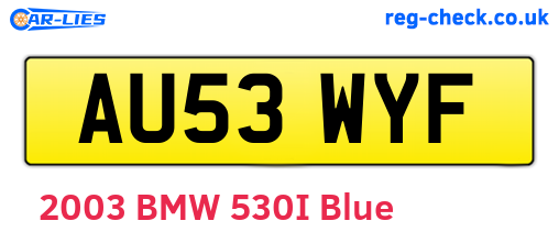 AU53WYF are the vehicle registration plates.