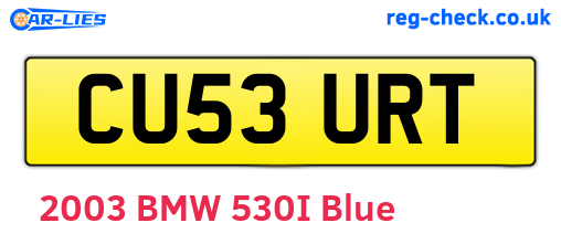 CU53URT are the vehicle registration plates.