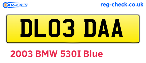 DL03DAA are the vehicle registration plates.