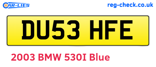DU53HFE are the vehicle registration plates.