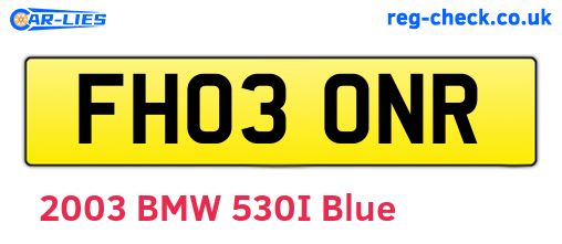 FH03ONR are the vehicle registration plates.
