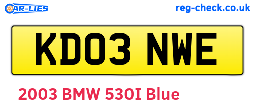 KD03NWE are the vehicle registration plates.
