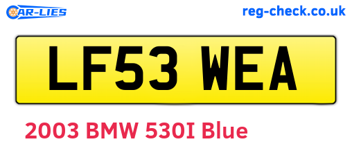 LF53WEA are the vehicle registration plates.