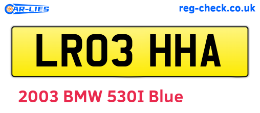 LR03HHA are the vehicle registration plates.