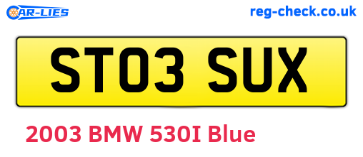 ST03SUX are the vehicle registration plates.