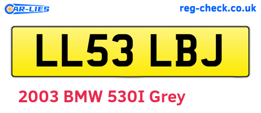 LL53LBJ are the vehicle registration plates.