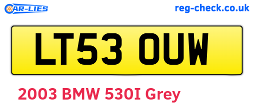 LT53OUW are the vehicle registration plates.