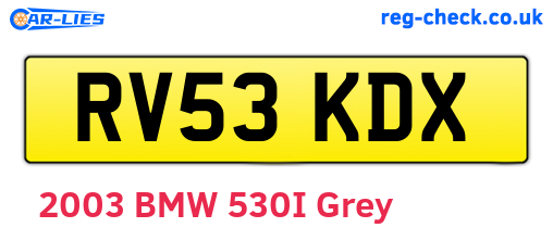 RV53KDX are the vehicle registration plates.