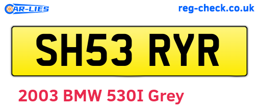 SH53RYR are the vehicle registration plates.