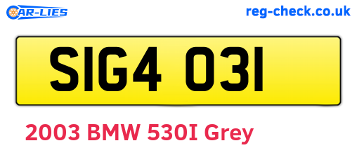 SIG4031 are the vehicle registration plates.