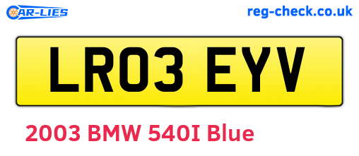 LR03EYV are the vehicle registration plates.